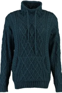 ARAN Pullover petrol im typischen Irland Aran Strick