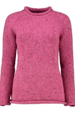 ARAN Pullover pink aus Donegal- Tweedgarn