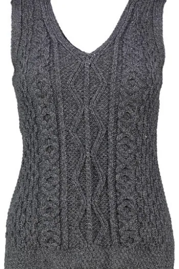 ARAN Pullunder anthrazit aus reiner Merinowolle