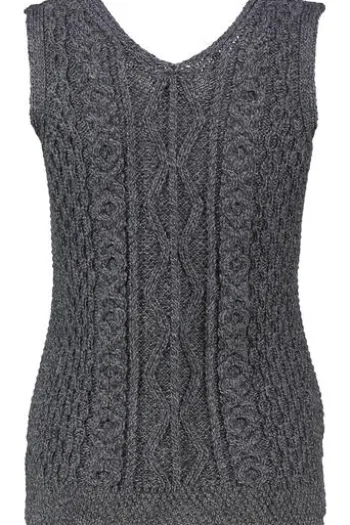 ARAN Pullunder anthrazit aus reiner Merinowolle