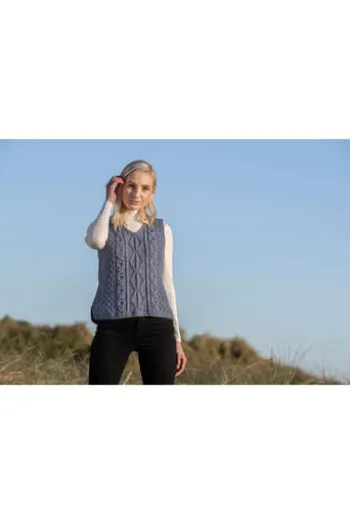 ARAN Pullunder anthrazit aus reiner Merinowolle