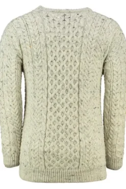 ARAN Rundhals Pullover beige Merinowolle