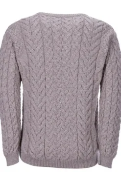 ARAN Rundhals Pullover beige Merinowolle Supersoft