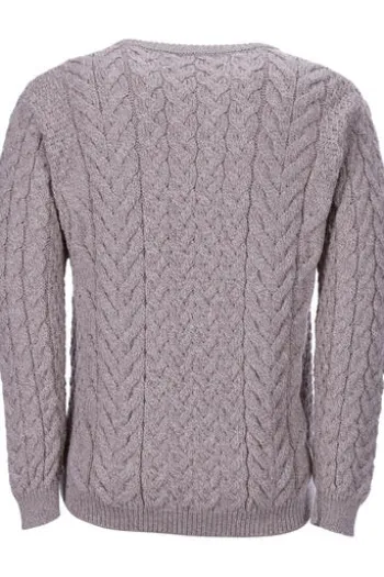 ARAN Rundhals Pullover beige Merinowolle Supersoft