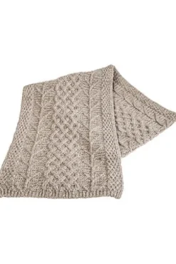 ARAN Schal beige Merinowolle Supersoft