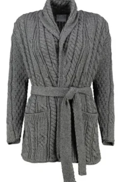 ARAN Strickjacke anthrazit in supersofter Merinowolle