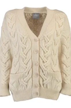 ARAN Strickjacke Hellblau in super softer Merinowolle