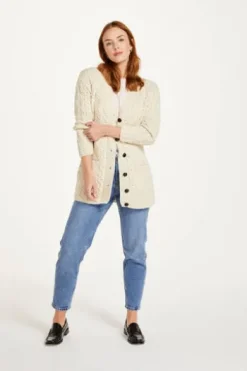 ARAN Strickjacke natur im typischen Irland Aran Strick