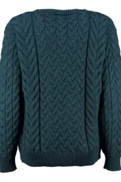 ARAN Strickjacke Petrol im typischen Irland Aran Strick