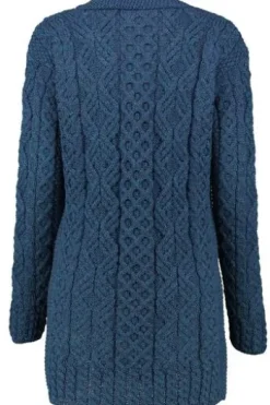 ARAN Strickjacke petrol im typischen Irland Aran Strick