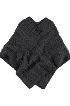 ARAN Strickponcho anthrazit aus Irland im typischem Aran-Strick