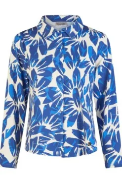 BARBARA LEBEK Jersey-Bluse ocean blue gemustert Langarm