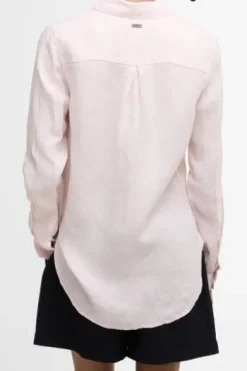 BARBOUR Leinen-Bluse rosa Langarm