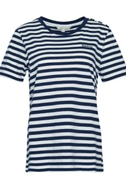 BARBOUR Shirt Ferryside Top Navy gestreift Kurzarm