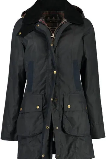 BARBOUR Wachsjacke Bower navy mit klassischem Cord-Kragen