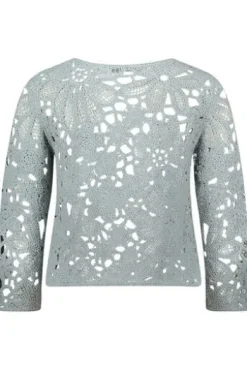 BETTY BARCLAY Pullover mint 3/4-Arm im floralen Ajourstrick