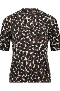 BETTY BARCLAY Shirt brown/beige gepunktet Kurzarm