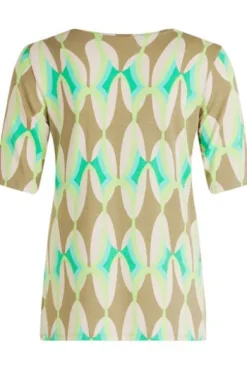 BETTY BARCLAY Shirt Khaki/Grün gemustert Kurzarm