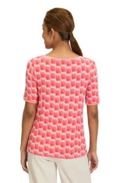 BETTY BARCLAY Shirt red/rosé gemustert Kurzarm