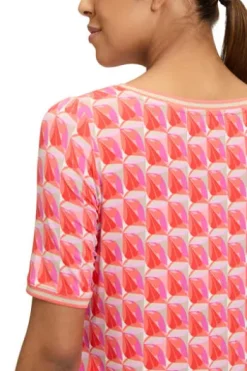 BETTY BARCLAY Shirt red/rosé gemustert Kurzarm