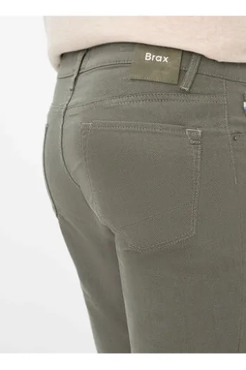 BRAX Five Pocket Baumwoll Hose Chuck olive gemustert Modern Fit