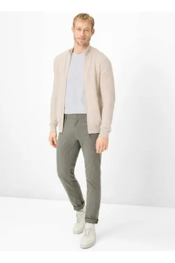 BRAX Five Pocket Baumwoll Hose Chuck olive gemustert Modern Fit