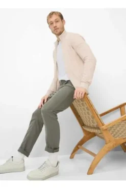 BRAX Five Pocket Baumwoll Hose Chuck olive gemustert Modern Fit