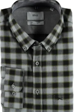 BRAX Flanell-Hemd Dries Butto-Down Modern Fit oliv