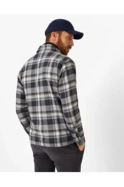 BRAX Flanell Hemd Kay grau kariert Comfort Fit Langarm