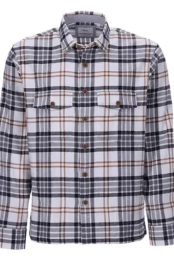 BRAX Flanell Hemd Kay grau kariert Modern Fit Langarm