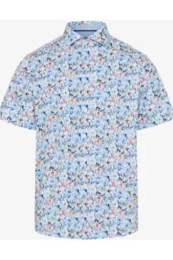 BRAX Hemd cove gemustert Modern Fit Kurzarm