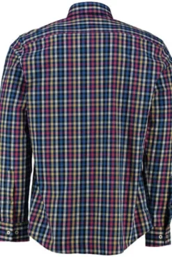BRAX Hemd Daniel blau kariert Modern Fit Langarm Button-Down