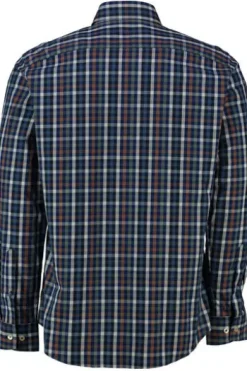 BRAX Hemd Daniel marine kariert Modern Fit Langarm Button-Down