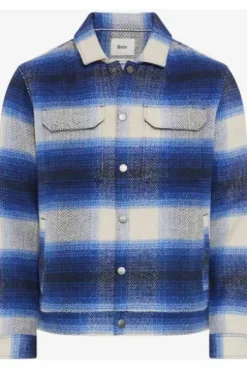 BRAX Hemdjacke Santiago ice blue gemustert