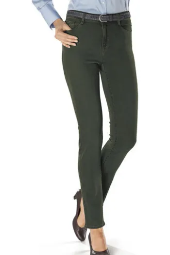 BRAX Jeans Carola oliv Feminine Fit in Premium-Denim