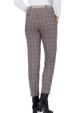 BRAX Jersey-Hose grau/natur kariert Slim Fit im Karo-Dessin