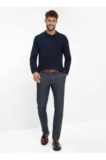 BRAX Langarm Polo-Shirt Paros navy