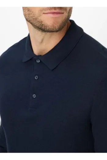 BRAX Langarm Polo-Shirt Paros navy