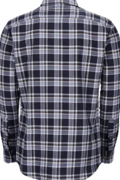 BRAX Leicht Flanell Hemd Daniel blau/grün kariert Modern Fit Langarm Button-down