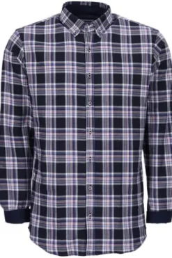 BRAX Leicht Flanell Hemd Daniel blau/blau kariert Modern Fit Langarm Button-down