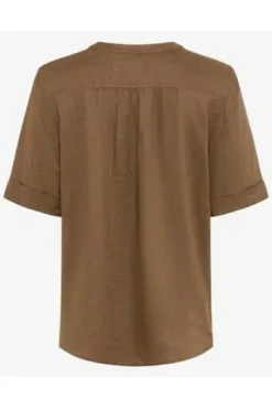 BRAX Leinen-Bluse Veri mocha brown Kurzarm