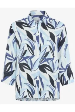 BRAX Leinen-Bluse Vicki navy gemustert 3/4-Arm