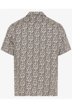 BRAX Leinen Hemd Luke peanut geblümt Modern Fit Kurzarm