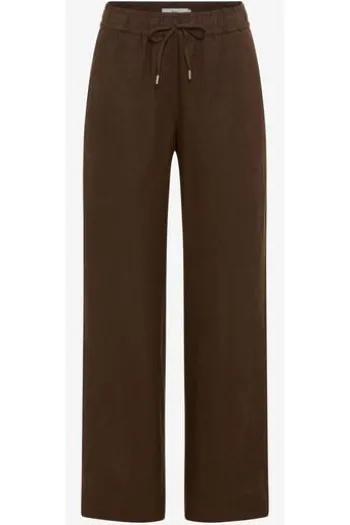 BRAX Leinen-Hose Farina coffee Wide Fit