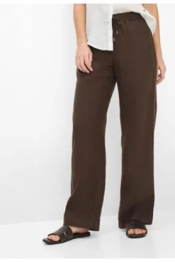 BRAX Leinen-Hose Farina coffee Wide Fit