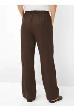 BRAX Leinen-Hose Farina coffee Wide Fit