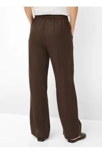 BRAX Leinen-Hose Farina coffee Wide Fit