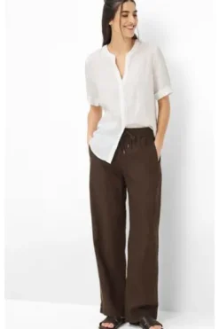 BRAX Leinen-Hose Farina coffee Wide Fit
