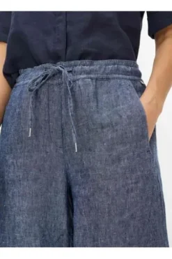 BRAX Leinen-Hose Farina indigo Wide Fit