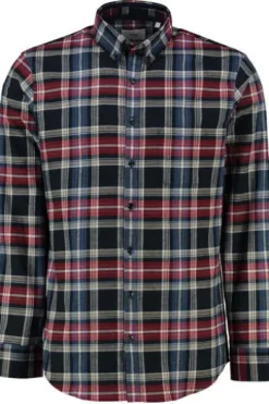 BRAX Light Flanell Hemd Daniel blau/rot kariert Modern Fit Langarm Button-Down